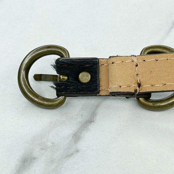 J. Crew Brown Leather Fur Chain Belt - Size Medium M | Gold Hardware - Picture 7 of 11